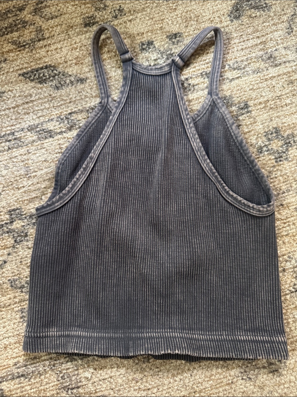 Free people- Ribbed Racerback Crop Tank Top - Charcoal - Picture 4 of 4